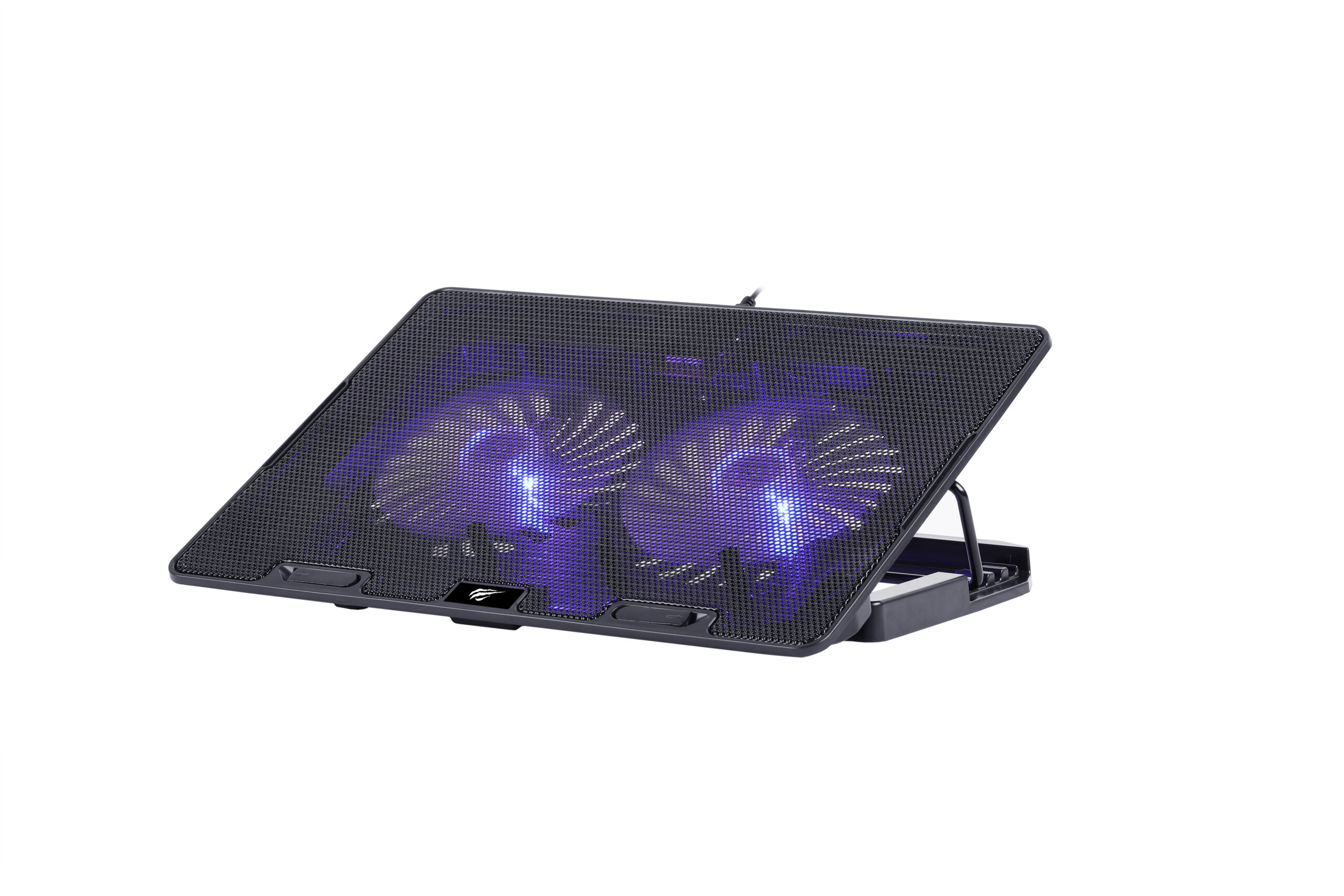 HAVIT Gamenote HV-F2083 Gaming Laptop Cooling Pad – Dual Fans, Adjustable Height, Blue LED Light, Dual USB Ports - Image 2
