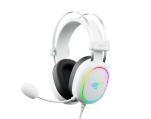 HAVIT GAMENOTE H2016d Gaming Headset – 50mm Drivers, RGB Lighting, Noise-Isolating Earmuffs, Clear Mic