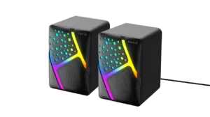 SK763 HD pictures 1 (1) (1) HAVIT SK763 RGB Desktop Speakers – Dual 52mm Drivers, 3W×2 Output, USB Powered, Compact Gaming Speakers